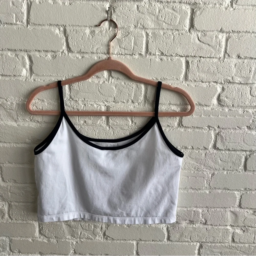 adidas White and Black Cropped Tank Top